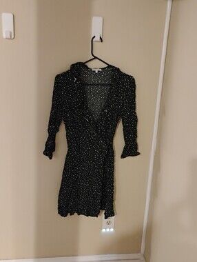 Warehouse Star Print Ruffled Mini Wrap Dress Sz 6 US